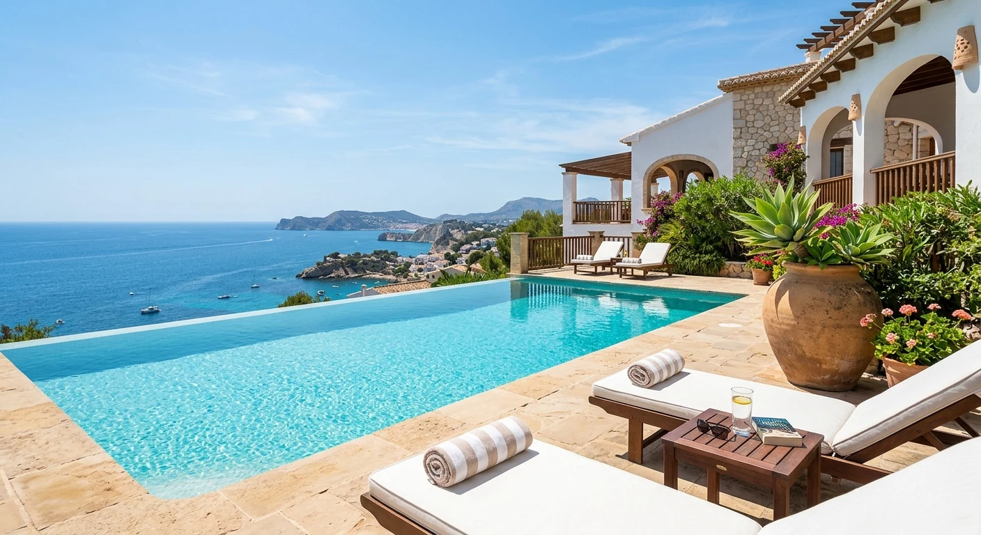 Swimming Pools setup on a Mediterranean terrace in Monforte del Cid, Alicante