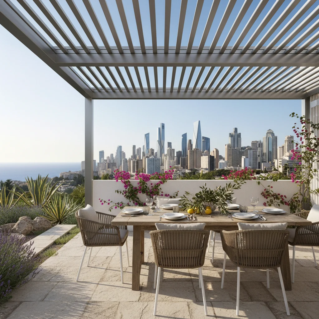 Bioclimatic Pergolas setup on a Mediterranean terrace in Benidorm, Alicante