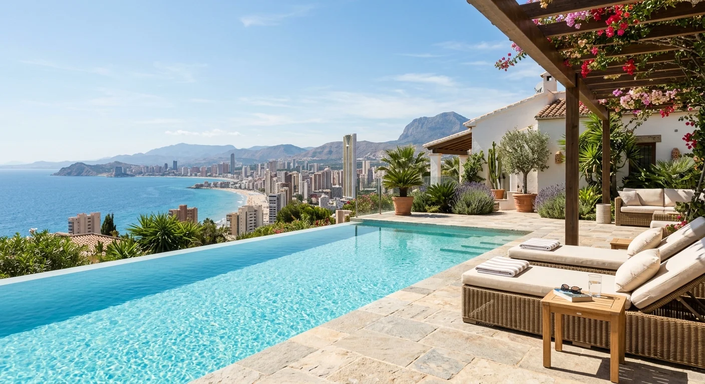Swimming Pools setup on a Mediterranean terrace in Benidorm, Alicante