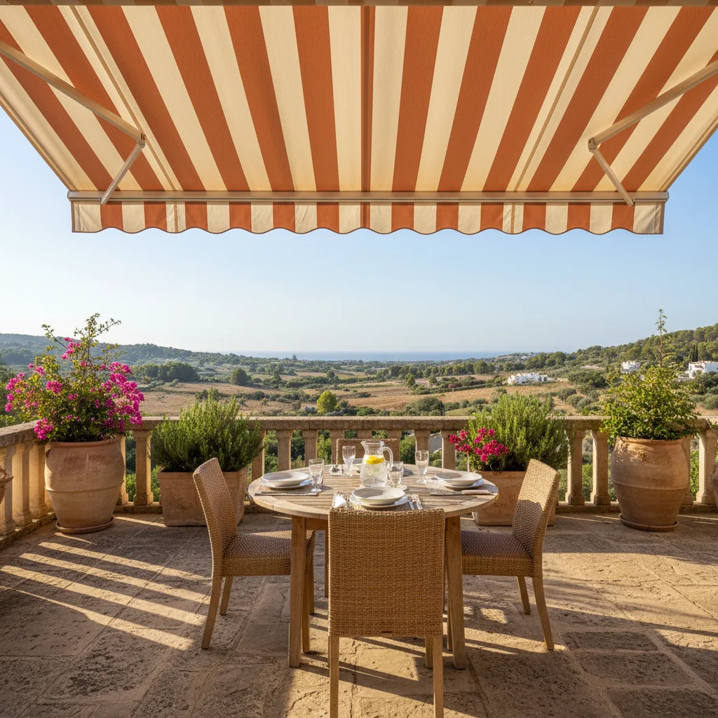 Instalación de toldos en una terraza mediterránea en Benisa, Alicante