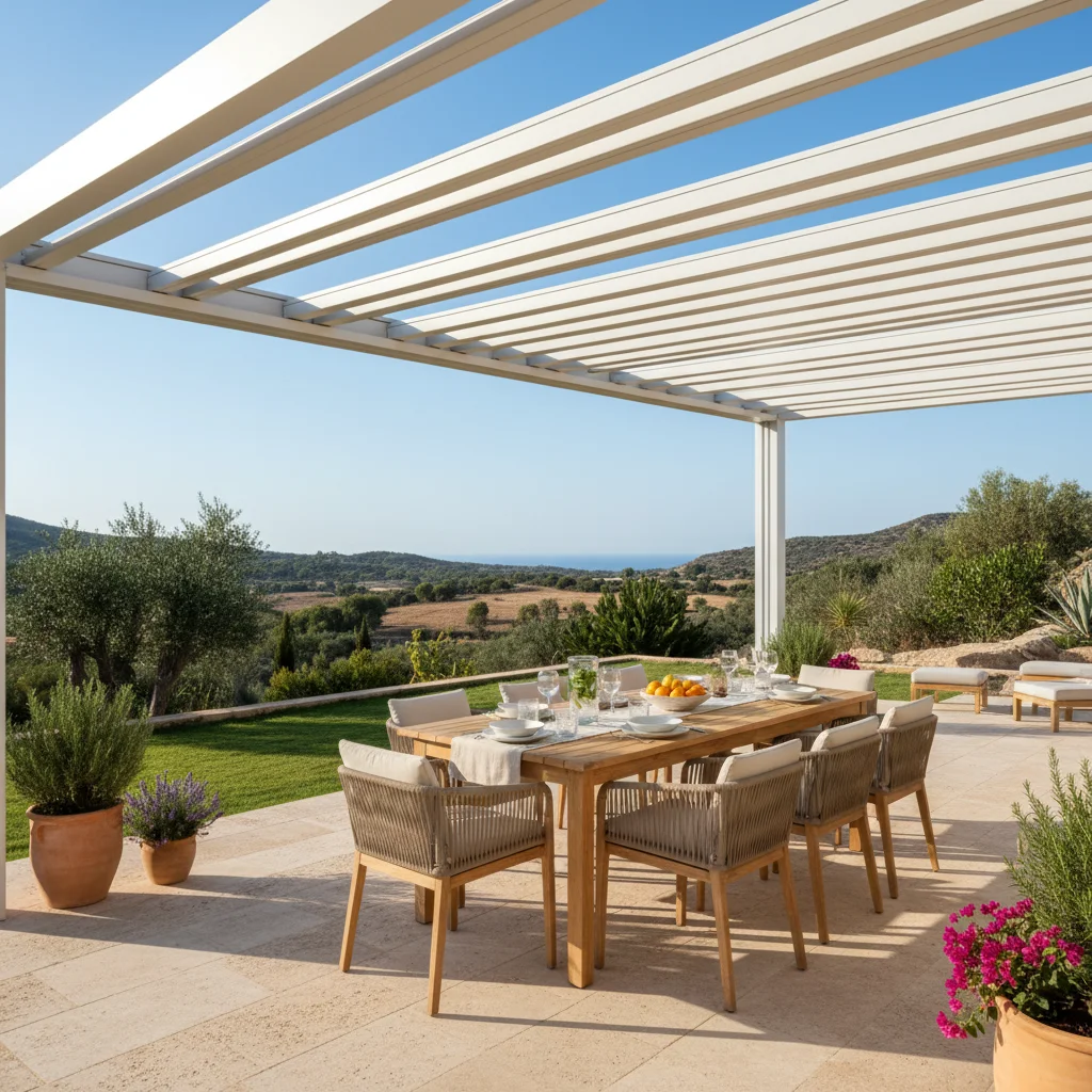 Bioclimatic Pergolas setup on a Mediterranean terrace in Benisa, Alicante