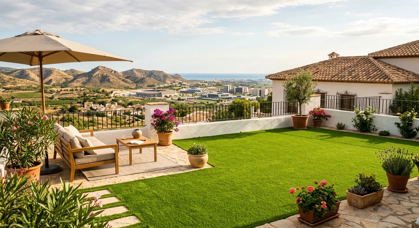Artificial Grass setup on a Mediterranean terrace in La Nucía, Alicante