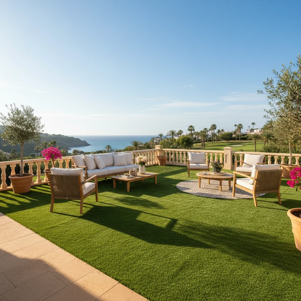 Artificial Grass setup on a Mediterranean terrace in Los Montesinos, Alicante