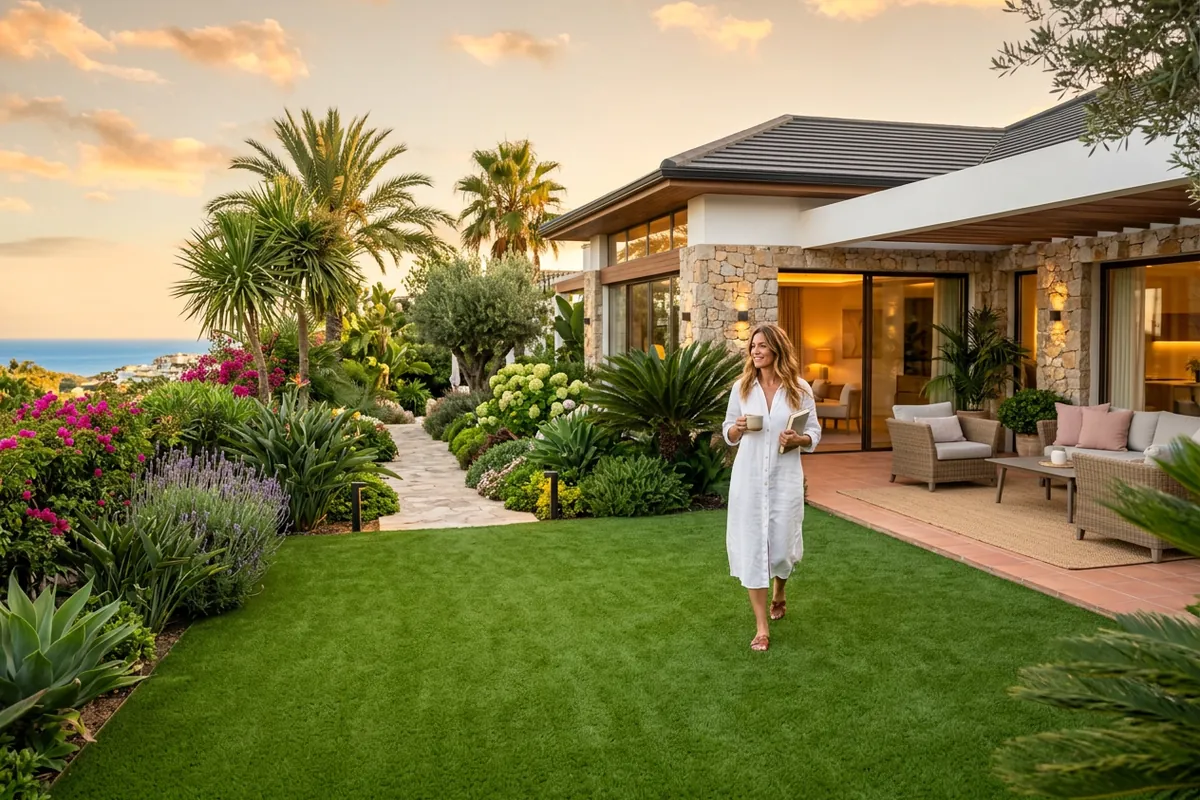 Artificial Grass setup on a Mediterranean terrace in Manilva, Málaga