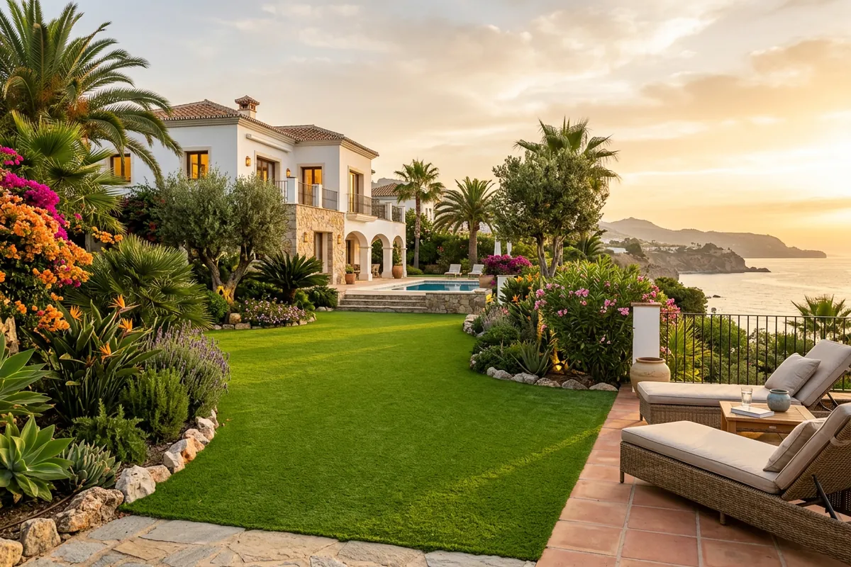 Artificial Grass setup on a Mediterranean terrace in Nerja, Málaga