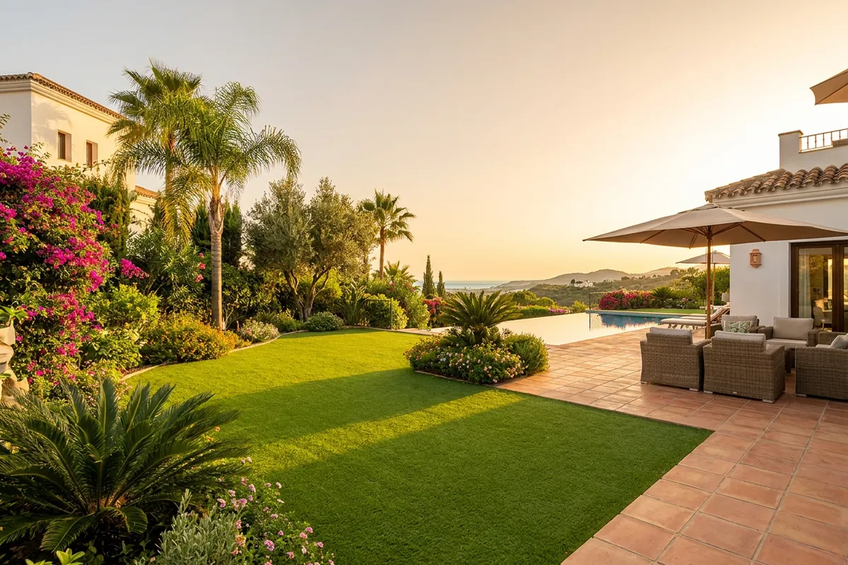 Artificial Grass setup on a Mediterranean terrace in Nueva Andalucía, Málaga