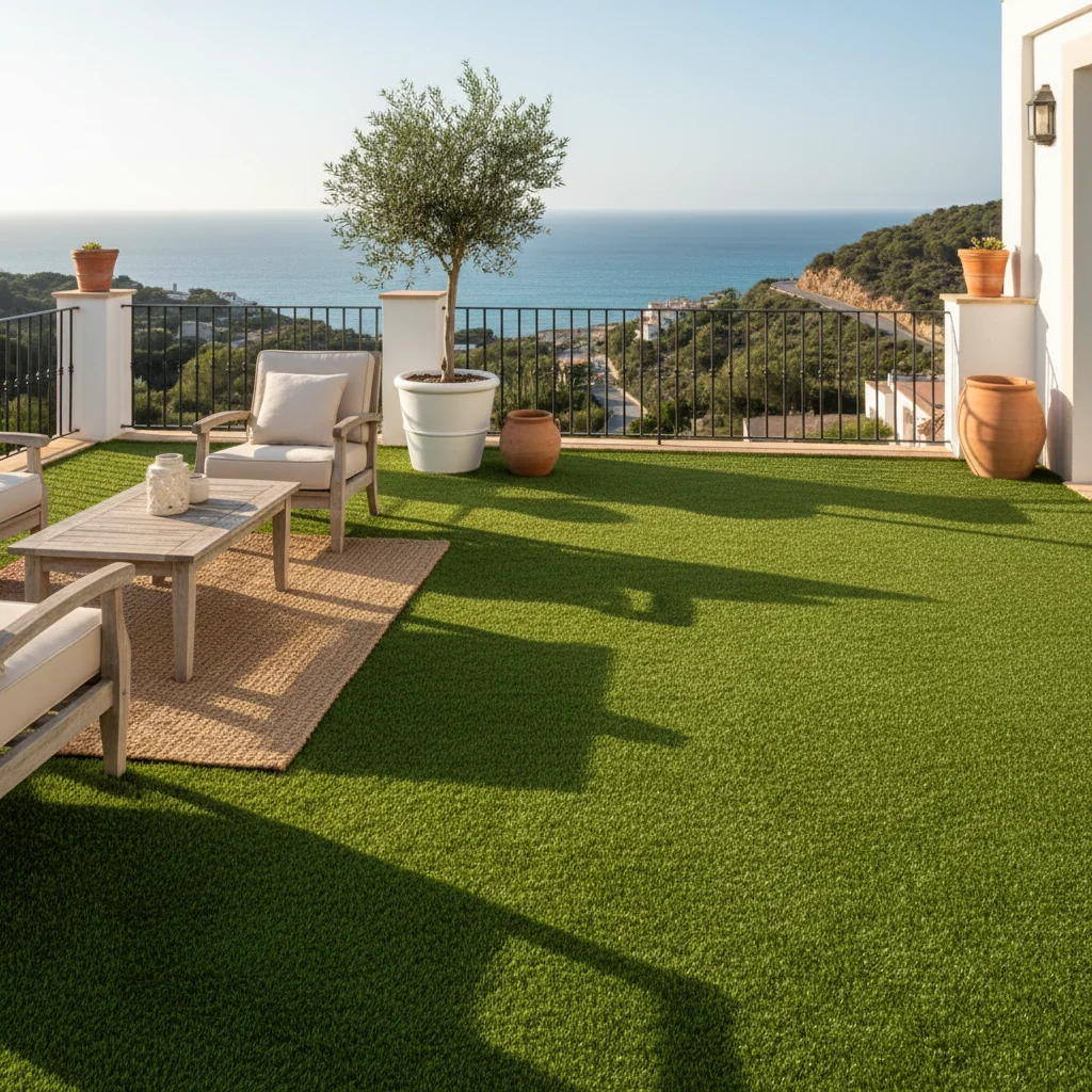 Artificial Grass setup on a Mediterranean terrace in Ondara, Alicante