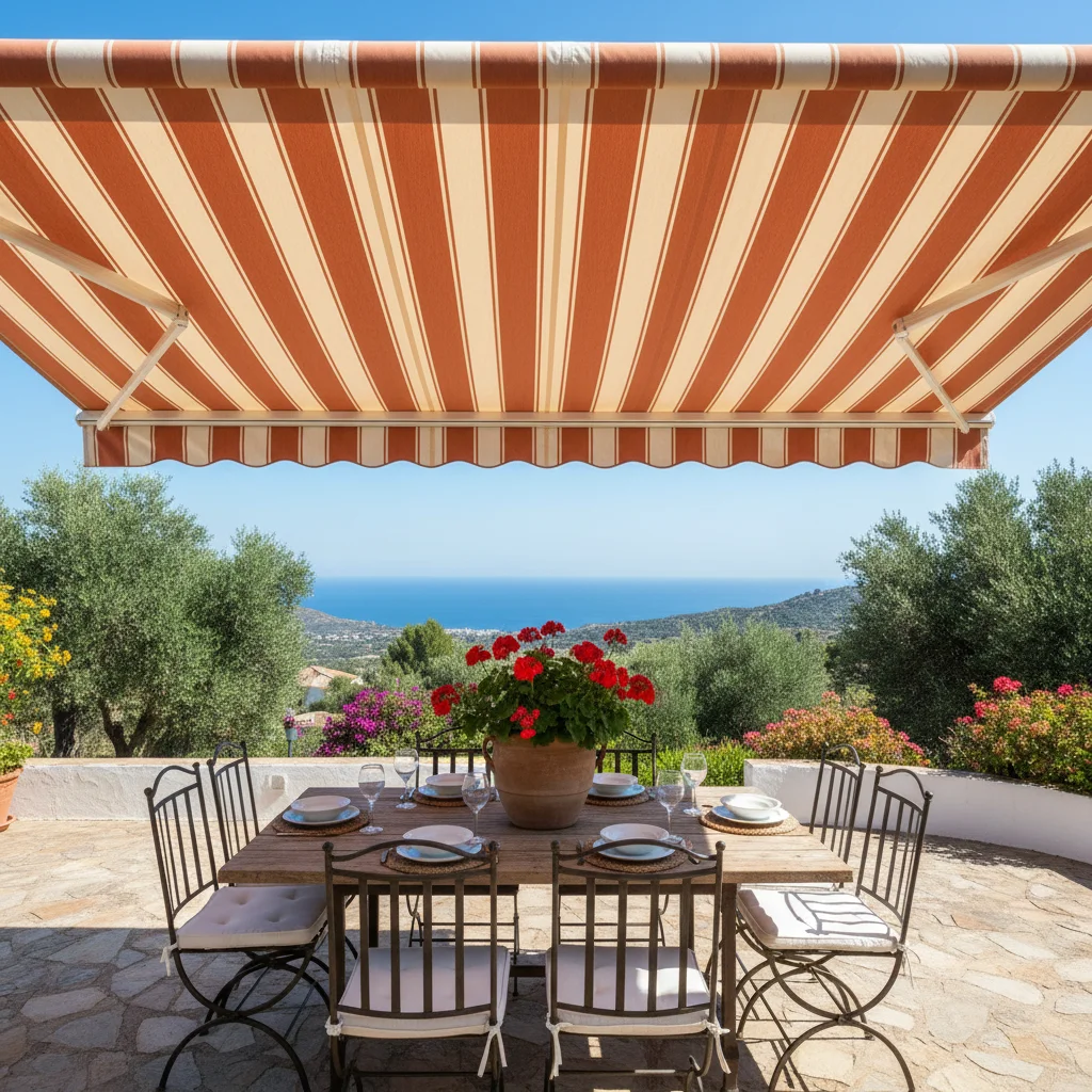 Instalación de toldos en una terraza mediterránea en Rojales, Alicante