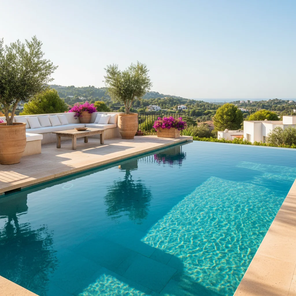 Swimming Pools setup on a Mediterranean terrace in Rojales, Alicante