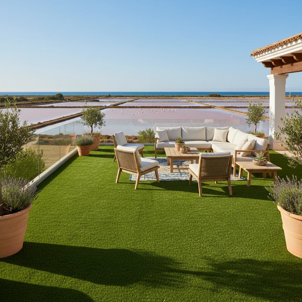 Artificial Grass setup on a Mediterranean terrace in Santa Pola, Alicante