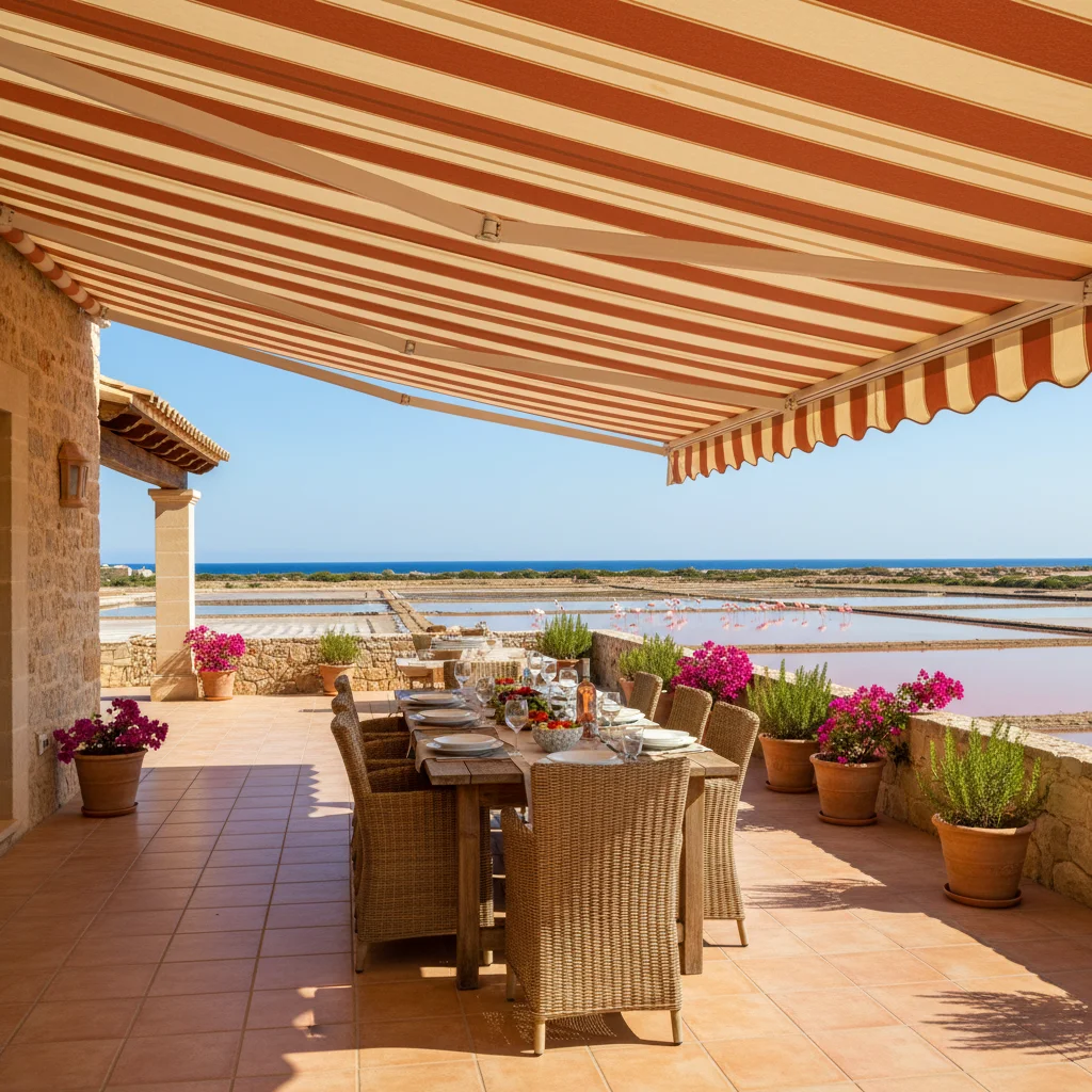 Instalación de toldos en una terraza mediterránea en Santa Pola, Alicante