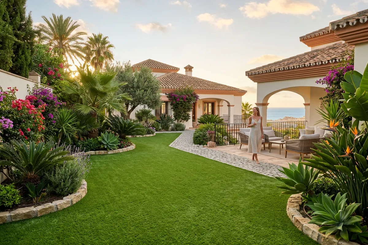 Artificial Grass setup on a Mediterranean terrace in Torremolinos, Málaga