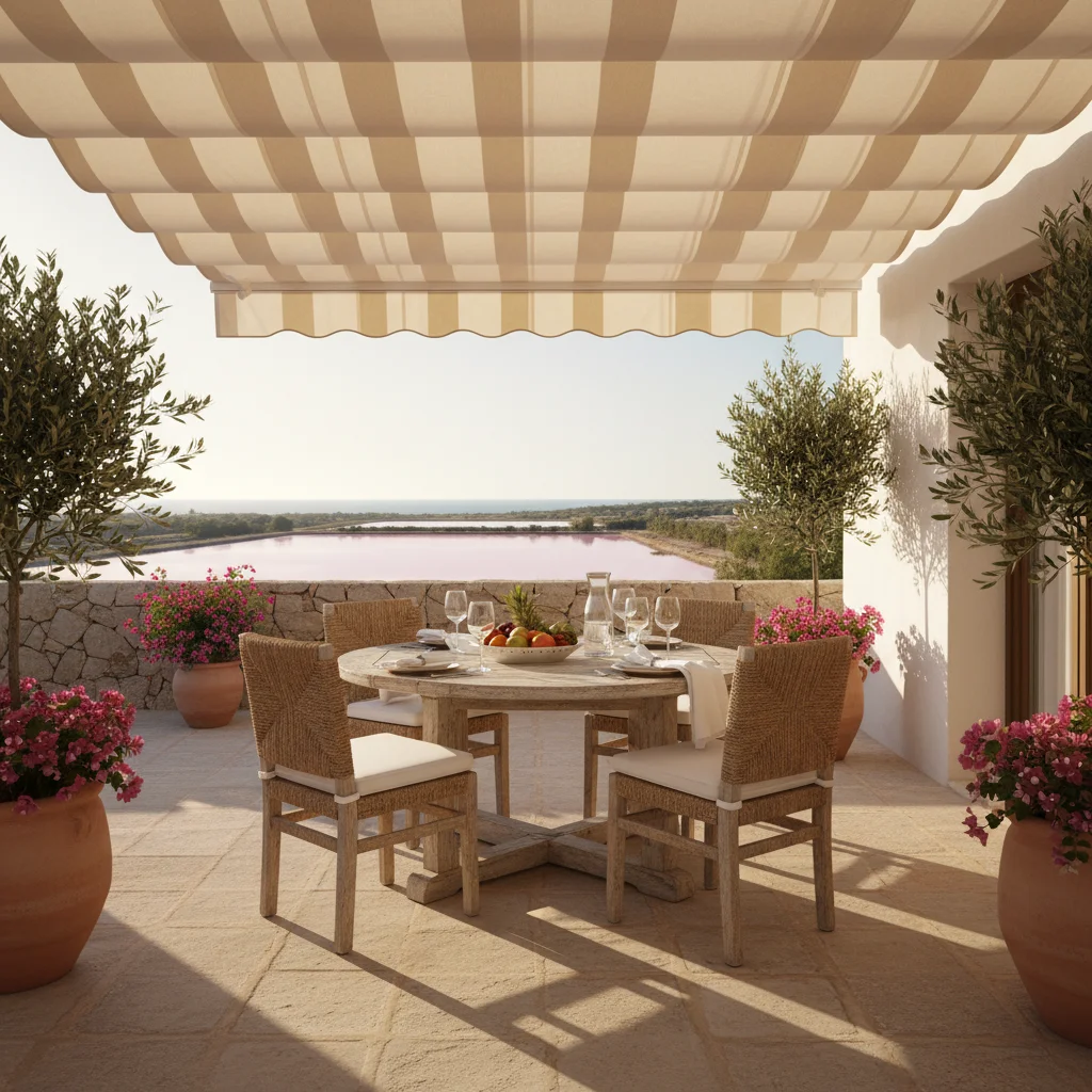 Instalación de toldos en una terraza mediterránea en Torrevieja, Alicante